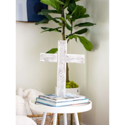 Image showing  Rustic Christian White Wash Reclaimed Old Wooden Cross, 15 in. x 12 in.