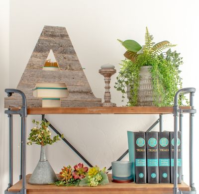 Image showing  Rustic Large Natural Decorative Monogram Wood Letter (A), 16 in., Weathered Gray