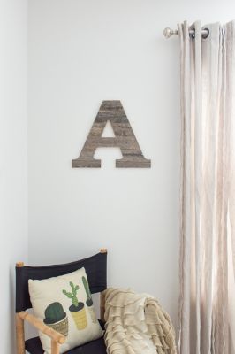 Image showing  Rustic Large Natural Decorative Monogram Wood Letter (A), 16 in., Weathered Gray