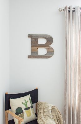Image showing  Rustic Large Natural Decorative Monogram Wood Letter (B), 16 in., Weathered Gray