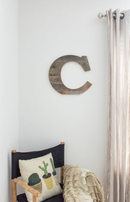 Image showing  Rustic Large Natural Decorative Monogram Wood Letter (C), 16 in., Weathered Gray