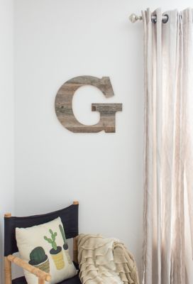 Image showing  Rustic Large Natural Decorative Monogram Wood Letter (G), 16 in., Weathered Gray