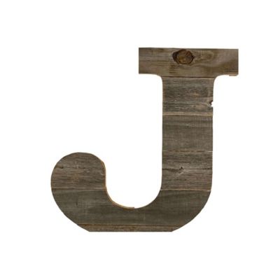 Barnwood USA Rustic Large Natural Decorative Monogram Wood Letter (J), 16 in., Weathered Gray