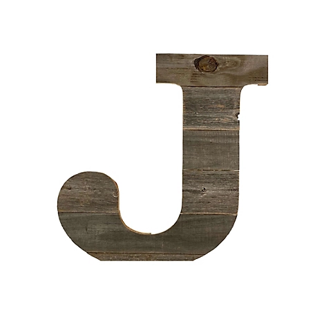 Barnwood USA Rustic Large 16 in. Natural Weathered Gray Decorative Monogram Wood Letter (J)