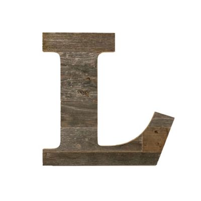 Barnwood USA Rustic Large Natural Decorative Monogram Wood Letter (L), 16 in., Weathered Gray