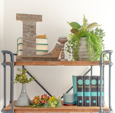 Image showing  Rustic Large Natural Decorative Monogram Wood Letter (L), 16 in., Weathered Gray