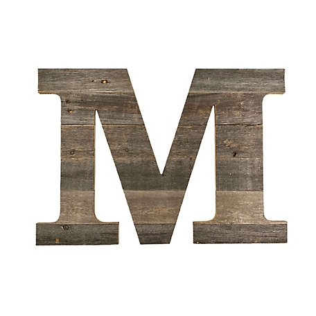 Barnwood USA Rustic Large 16 in. Natural Weathered Gray Decorative Monogram Wood Letter (M)