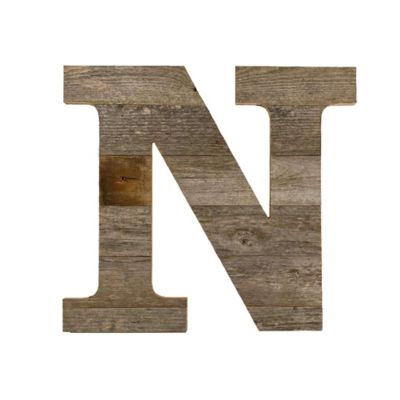 Barnwood USA Rustic Large Natural Decorative Monogram Wood Letter (N), 16 in., Weathered Gray