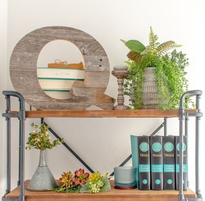 Image showing  Rustic Large Natural Decorative Monogram Wood Letter (Q), 16 in., Weathered Gray
