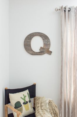 Image showing  Rustic Large Natural Decorative Monogram Wood Letter (Q), 16 in., Weathered Gray