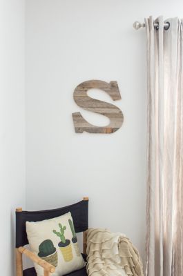 Image showing  Rustic Large Natural Decorative Monogram Wood Letter (S), 16 in., Weathered Gray