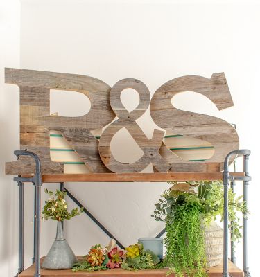 Image showing  Rustic Large Natural Decorative Monogram Wood Letter (S), 16 in., Weathered Gray