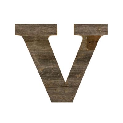 Barnwood USA Rustic Large Natural Decorative Monogram Wood Letter (V), 16 in., Weathered Gray