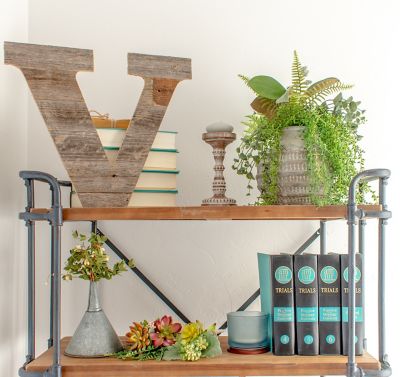 Image showing  Rustic Large Natural Decorative Monogram Wood Letter (V), 16 in., Weathered Gray