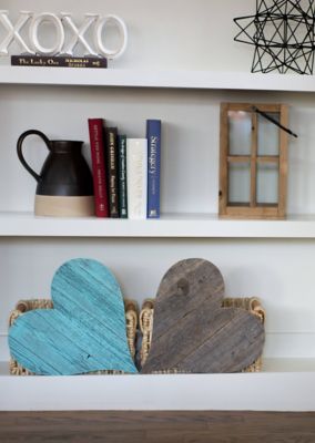 Image showing  Rustic Farmhouse Reclaimed Wooden Heart, 12 in., Turquoise