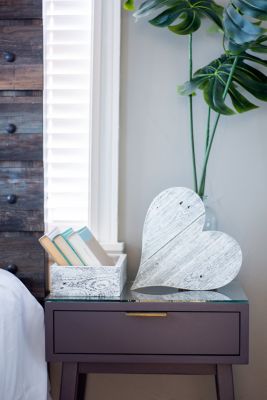 Image showing  Rustic Farmhouse Reclaimed Wooden Heart, 12 in., White Wash