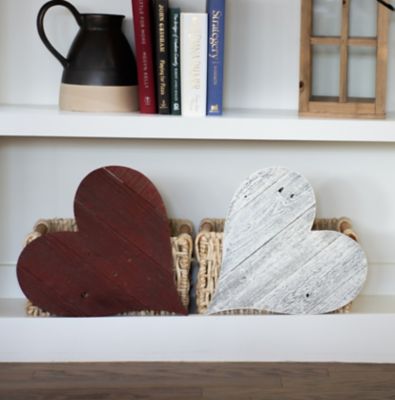Image showing  Rustic Farmhouse Reclaimed Wooden Heart, 12 in., White Wash