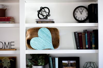 Image showing  Rustic Farmhouse Reclaimed Wooden Heart, 18 in., Turquoise