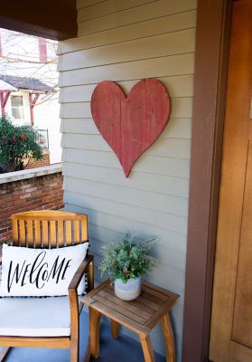 Image showing  Rustic Farmhouse Reclaimed Wooden Heart, 18 in., Rustic Red