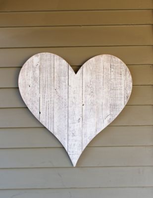 Image showing  Rustic Farmhouse Reclaimed Wooden Heart, 18 in., White Wash