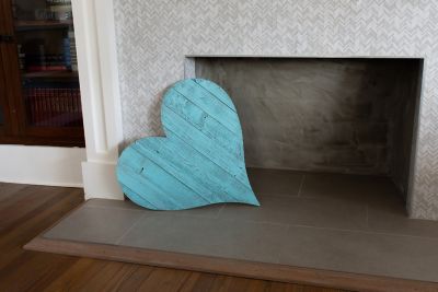 Image showing  Rustic Farmhouse Reclaimed Wooden Heart, 24 in., Turquoise