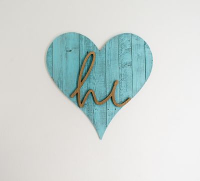 Image showing  Rustic Farmhouse Reclaimed Wooden Heart, 24 in., Turquoise