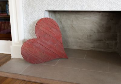 Image showing  Rustic Farmhouse Reclaimed Wooden Heart, 24 in., Rustic Red