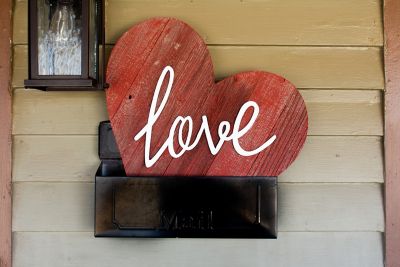 Image showing  Rustic Farmhouse Reclaimed Wooden Heart, 24 in., Rustic Red