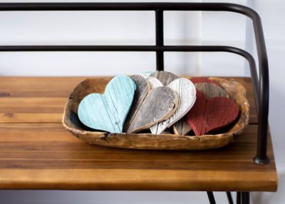 Image showing  Rustic Farmhouse Reclaimed Wooden Heart, 8 in., Turquoise