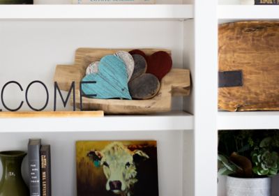 Image showing  Rustic Farmhouse Reclaimed Wooden Heart, 8 in., Rustic Red