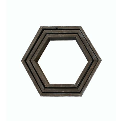 Image showing  Rustic Farmhouse Floating Hexagon Shelves, Espresso, 3 pc.