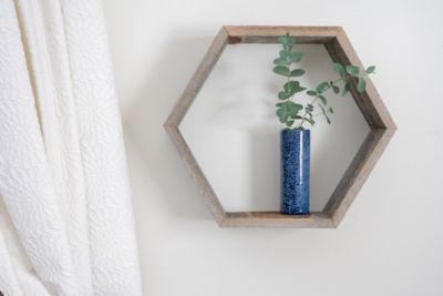 Image showing  Rustic Farmhouse Weathered Floating Hexagon Shelves, Gray, 3 pc.