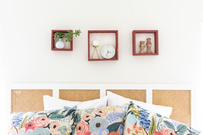 Image showing  Rustic Farmhouse Reclaimed Wooden Open Square Wall Shelves, Rustic Red, 3 pc.