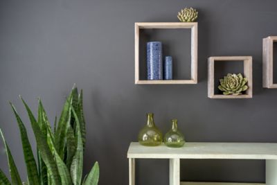 Image showing  Rustic Farmhouse Weathered Reclaimed Wooden Open Square Wall Shelves, Gray, 3 pc.