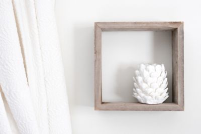 Image showing  Rustic Farmhouse Weathered Reclaimed Wooden Open Square Wall Shelves, Gray, 3 pc.