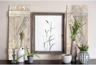 Image showing  Rustic Farmhouse White Wash Reclaimed Wooden Decorative Shutters, 36 in. x 13 in., 2 pc.