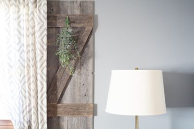 Image showing  Rustic Farmhouse Weathered Gray Reclaimed Wooden Decorative Shutters, 36 in. x 13 in., 2 pc.