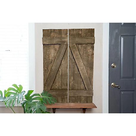 Barnwood USA Rustic Farmhouse 36 in. x 13 in. Espresso Reclaimed Wooden Decorative Shutters (Set of 2)