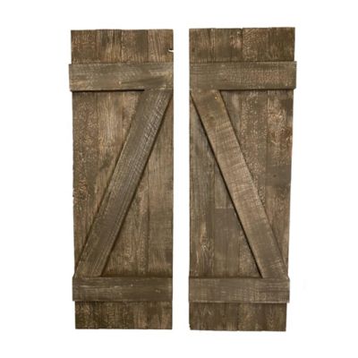 Image showing  Rustic Farmhouse Espresso Reclaimed Wooden Decorative Shutters, 36 in. x 13 in., 2 pc.