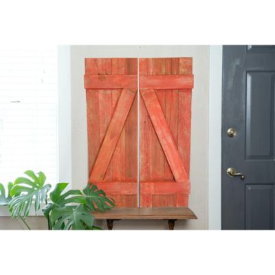 Barnwood USA Rustic Farmhouse 36 in. x 13 in. Rustic Red Reclaimed Wooden Decorative Shutters (Set of 2)