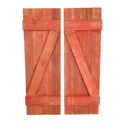 Image showing  Rustic Farmhouse Rustic Red Reclaimed Wooden Decorative Shutters, 36 in. x 13 in., 2 pc.
