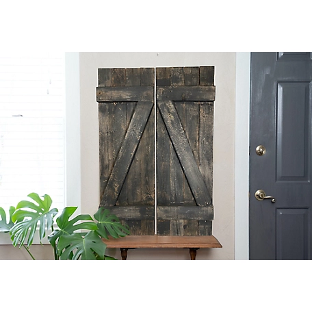 Barnwood USA Rustic Farmhouse 36 in. x 13 in. Smoky Black Reclaimed Wooden Decorative Shutters (Set of 2)