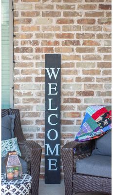 Barnwood USA Rustic Farmhouse 5ft Smoky Black Vertical Front Porch Welcome Sign