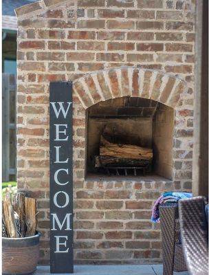 Image showing  Rustic Farmhouse 5ft Smoky Black Vertical Front Porch Welcome Sign