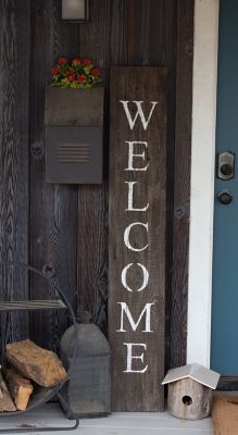 Image showing  Rustic Farmhouse Espresso Vertical Front Porch Welcome Sign, 5 ft.
