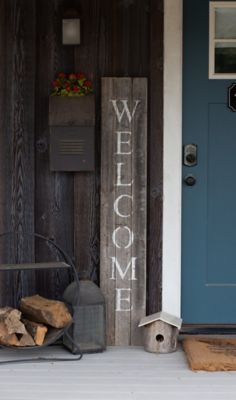 Barnwood USA Rustic Farmhouse 5 ft. Weathered Gray Vertical Front Porch Welcome Sign