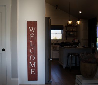 Image showing  Rustic Farmhouse 5 ft. Rustic Red Vertical Front Porch Welcome Sign
