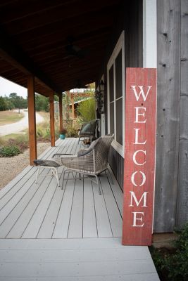 Image showing  Rustic Farmhouse 5 ft. Rustic Red Vertical Front Porch Welcome Sign