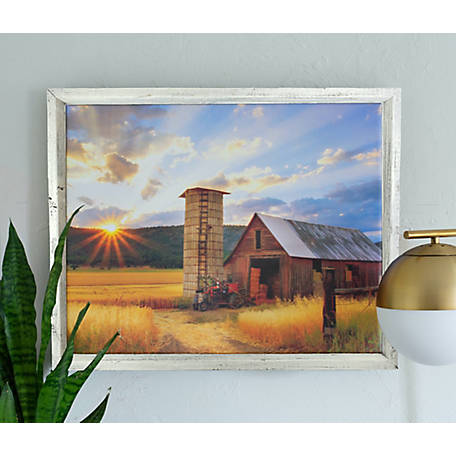 Barnwood USA Rustic Farmhouse Canvas Series 24 in. x 36 in. White Wash Floating Wood Frame