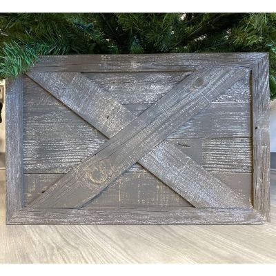 Image showing  22.5 in. x 14.5 in. Rustic Farmhouse Deluxe Reclaimed Wood Christmas Tree Box Collar, Espresso